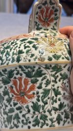 A pair of Chinese famille verte lime pots and covers for the Southeast Asian market, Kangxi