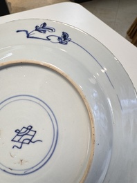 Eight Chinese blue and white, famille verte and Imari-style plates, Kangxi