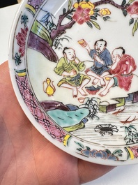 A Chinese famille rose 'Fishermen' cup and saucer, Yongzheng