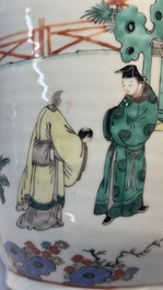 A Chinese famille verte vase with narrative design, Xuande mark, 19th C.