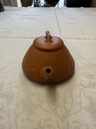 A Chinese Yixing stoneware inscribed teapot, Shao Youlan 卲友蘭 mark, Republic
