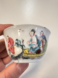 A Chinese famille rose 'Fishermen' cup and saucer, Yongzheng
