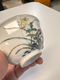 A pair of Chinese famille rose bowls with floral design, Guangxu mark of the period