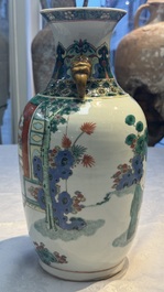 A Chinese famille verte vase with narrative design, Xuande mark, 19th C.
