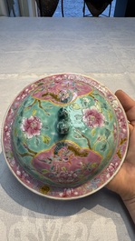 A Chinese famille rose turquoise-ground 'Kamcheng' bowl and cover for the Straits or Peranakan market, 19th C.
