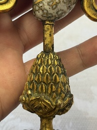 A Chinese parcel-gilt cloisonn&eacute; and bronze 'Conch Shell' Buddhist emblem, 18/19th C.