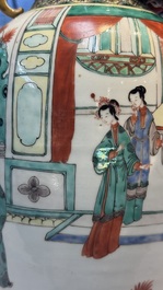 A Chinese famille verte vase with narrative design, Xuande mark, 19th C.