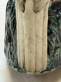 A fine Chinese polychrome-glazed hawk, 19th C.