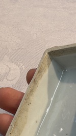 A fine Chinese blue and white rectangular seal paste box and cover, Ming