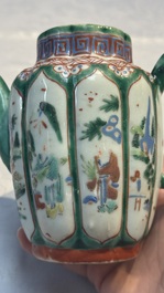 Eight Chinese famille rose and verte wares, 19/20th C.