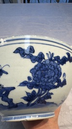 A Chinese blue and white 'Butterflies and Flowers' bowl, Transitional period