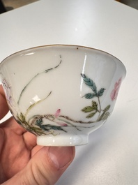 A pair of Chinese famille rose bowls with floral design, Guangxu mark of the period
