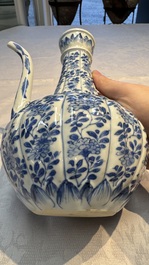 A Chinese blue and white 'Floral' kendi, Kangxi