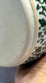 A pair of Chinese famille verte lime pots and covers for the Southeast Asian market, Kangxi