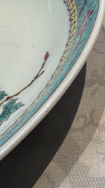 A Chinese famille rose bottle vase and a dish, Qianlong marks, Republic