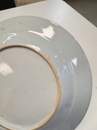 Eight Chinese blue and white, famille verte and Imari-style plates, Kangxi