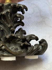 A Chinese parcel-gilt cloisonn&eacute; and bronze 'Conch Shell' Buddhist emblem, 18/19th C.