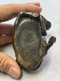A Chinese bronze 'Boy and Buffalo' paperweight, Ming