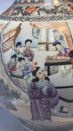 A Chinese famille rose bottle vase and a dish, Qianlong marks, Republic