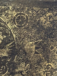 A Korean silver-inlaid iron 'He Lu Tong Chun 鶴鹿同春' tripod censer, Joseon, 18th C.