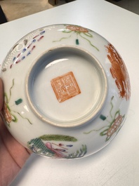 A Chinese famille rose 'Dragons' bowl and a 'Bats and Clouds' bowl, Tongzhi and Guangxu mark, 19th C.