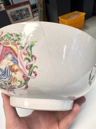 A rare Chinese famille rose 'Satyr Watching a Sleeping Venus' punch bowl, Qianlong