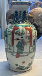 A Chinese famille verte vase with narrative design, Xuande mark, 19th C.