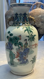 A Chinese famille verte vase with narrative design, Xuande mark, 19th C.