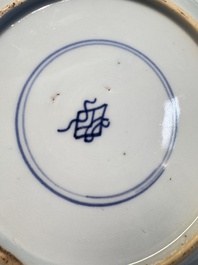 Eight Chinese blue and white, famille verte and Imari-style plates, Kangxi