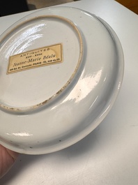 A pair of Chinese famille verte 'cranes' plates, Kangxi