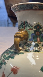 A Chinese famille verte vase with narrative design, Xuande mark, 19th C.