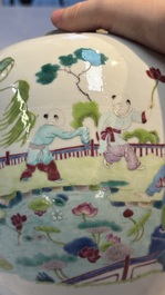 A Chinese famille rose 'Playing Boys' jar and cover, Kangxi mark, 19th C.