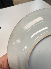 Eight Chinese blue and white, famille verte and Imari-style plates, Kangxi