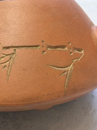 A Chinese Yixing stoneware inscribed teapot, Shao Youlan 卲友蘭 mark, Republic