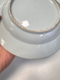 Eight Chinese blue and white, famille verte and Imari-style plates, Kangxi