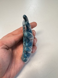 Three Chinese verte biscuit and turquoise-glazed brush rests, Kangxi and later