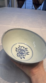 A Chinese blue and white 'Butterflies and Flowers' bowl, Transitional period