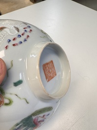 A Chinese famille rose 'Dragons' bowl and a 'Bats and Clouds' bowl, Tongzhi and Guangxu mark, 19th C.
