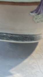 A Chinese famille rose bottle vase and a dish, Qianlong marks, Republic