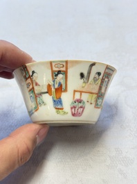 A set of seven Chinese famille rose nesting bowls with narrative design, Daoguang