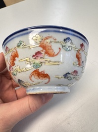 A Chinese famille rose 'Dragons' bowl and a 'Bats and Clouds' bowl, Tongzhi and Guangxu mark, 19th C.