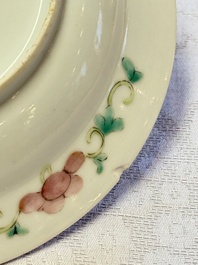 Five Chinese famille rose 'Phoenix and Peony' cups and three saucers for the Peranakan market, Qianlong, Guangxu and Zhou Shunxing 周順興 marks, Republic
