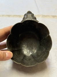 A Chinese bronze 'Mythical Beast' rhyton, Ming