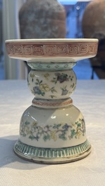 A Chinese polychrome 'Erotic' vase, an iron-red 'Phoenix' jar and a famille verte 'Dragon' stand,  Chun Yi Tang Zhi 春怡堂制 and Tongzhi mark, 19/20th C.