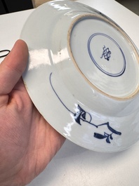 Eight Chinese blue and white, famille verte and Imari-style plates, Kangxi
