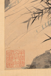 Bao Dong 包棟 (19th C.): 'Sage among Bamboo', ink and colour on paper, Daoguang/Tongzhi