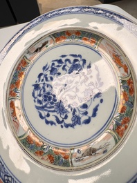 Eight Chinese blue and white, famille verte and Imari-style plates, Kangxi
