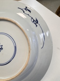 Eight Chinese blue and white, famille verte and Imari-style plates, Kangxi