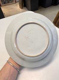 A pair of Chinese armorial soup plates with the arms of Saunders for the English market, Qianlong, ca. 1745
