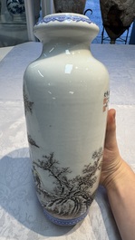 A Chinese polychrome-decorated 'Winter Landscape' vase, signed He Xuren 何許人 and with seal mark, dated 1934
